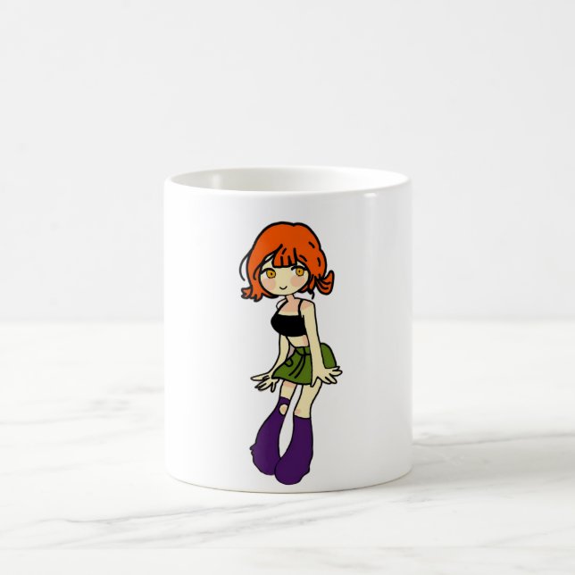 taza de café de chica anime chibi linda (Centro)