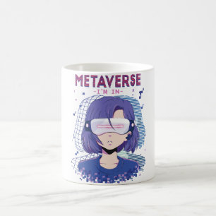 Taza de café de chica de anime con gafas de realid