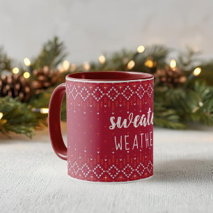 Taza de café de clima de suéter de Navidad rojo de