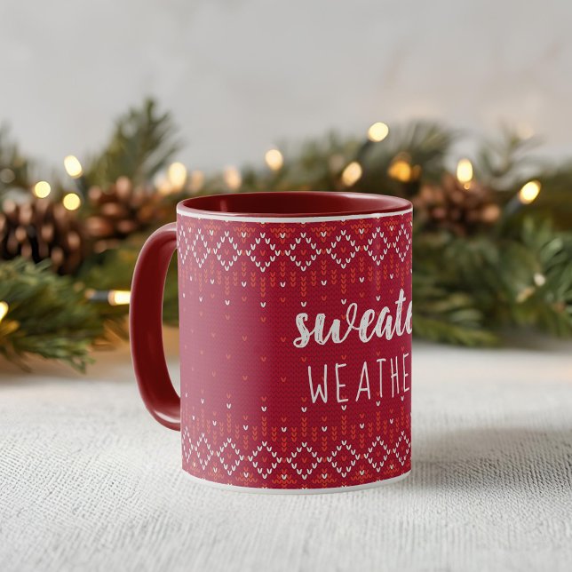 Taza de café de clima de suéter de Navidad rojo de (Subido por el creador)