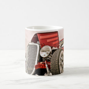 Taza de café de coche clásico rojo de coleccionist