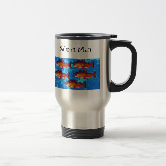 Taza de café de color salmón del hombre (Derecha)