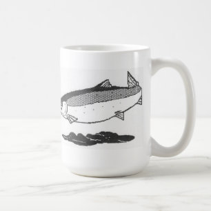 Taza de café de color salmón del río