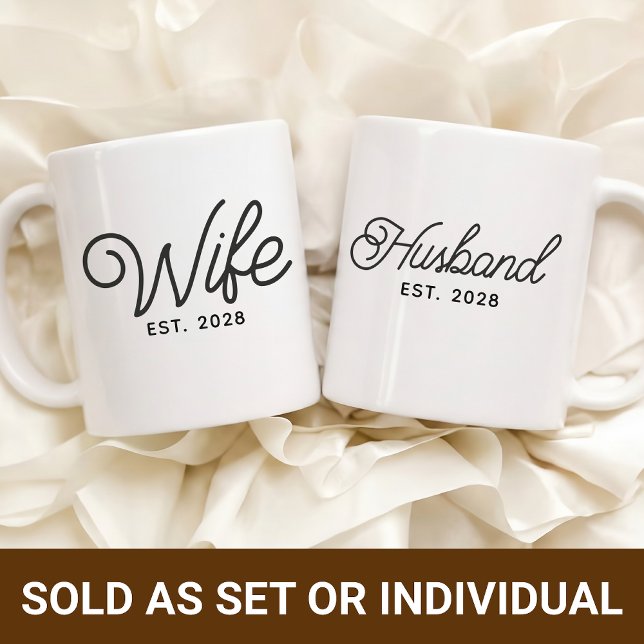 Taza de café de compromiso personalizada, regalo p (Wifey and Hubby matching mugs, Newlyweds first home gifts, Bachelorette party bride groom gifts)