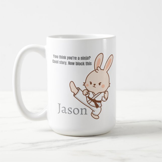 Taza de café de conejo de karate (Izquierda)