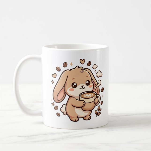 Taza De Café De Conejo Lindo Latte Corazón (Izquierda)