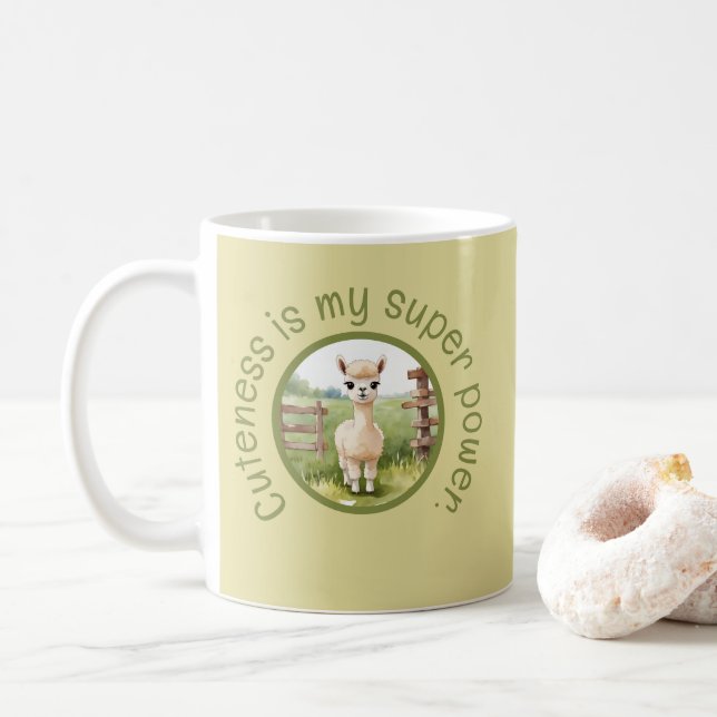Taza de café de cría de alpaca linda (Con donut)
