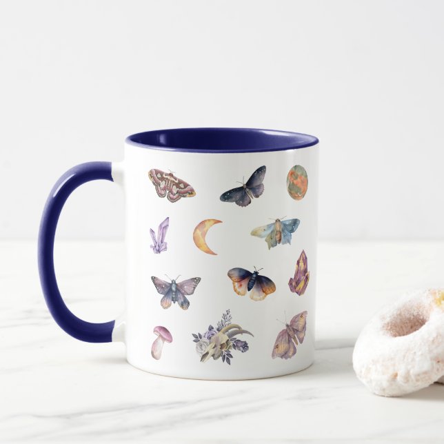 Taza de café de cristal de polilla mística (Con donut)