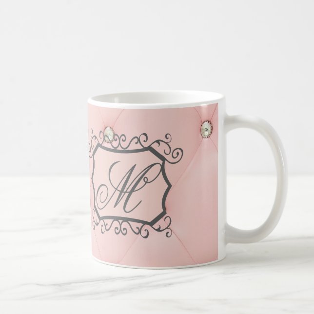 Taza de café de cuero rosa rosado con hongo de dia (Derecha)
