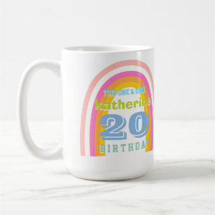 Taza de café de cumpleaños anual con arcoíris past
