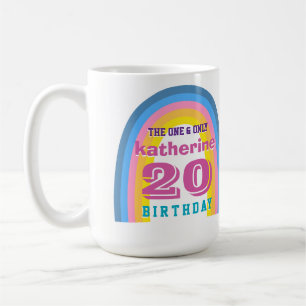 Taza de café de cumpleaños anual Retro Rainbow
