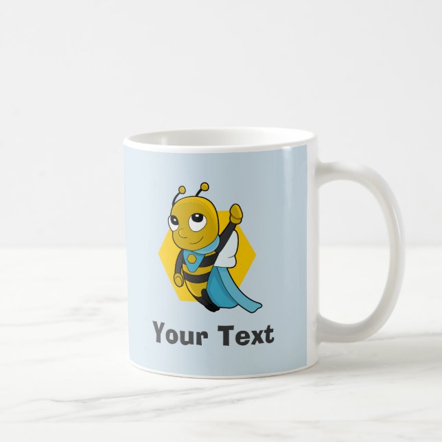 Taza de café de dibujos animados de abeja superher (Derecha)