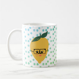 Taza de café de dibujos animados de limón de veran
