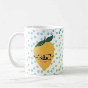 Taza de café de dibujos animados de limón de veran