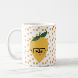 Taza de café de dibujos animados de limón de veran