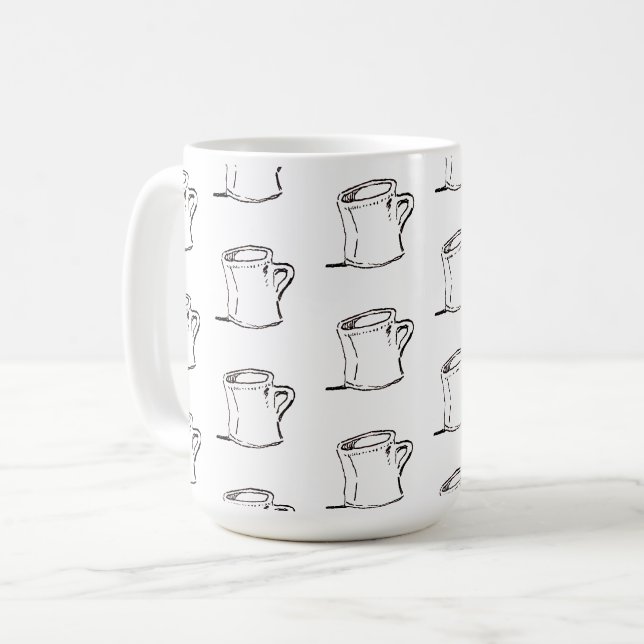 Taza de café de dibujos animados doblada y deforma (Anverso izquierdo)