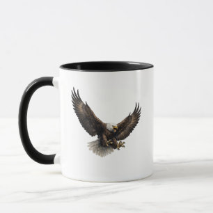 Taza de café de dos tonos con águila calva majestu