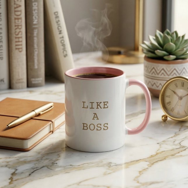 Taza de café de dos tonos con cita divertida como  (Funny Like a Boss Quote Two Tone Coffee Mug with Cute Motivational Saying!)