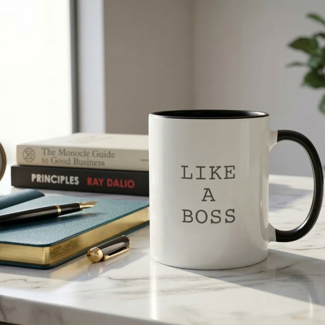 Taza de café de dos tonos con cita divertida como  (Funny Like a Boss Quote Two Tone Coffee Mug with Cute Motivational Saying!)