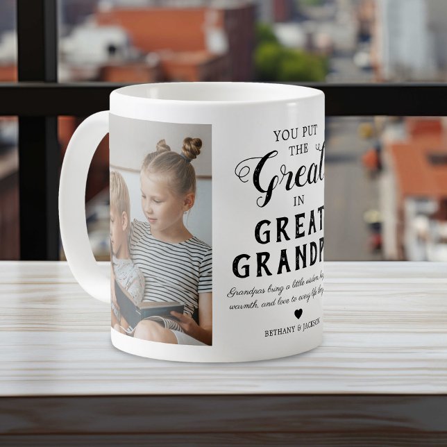 Taza de café de dos tonos con foto de bisabuelo (Subido por el creador)