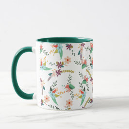 Taza de café de dos tonos con patrón floral otoñal