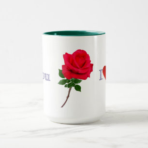 Taza de café de dos tonos con rosa roja única 'Te 