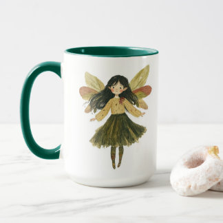 Taza de café de dos tonos de hada de bosque con ac