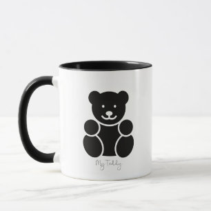 Taza de café de dos tonos negro y blanco de osito