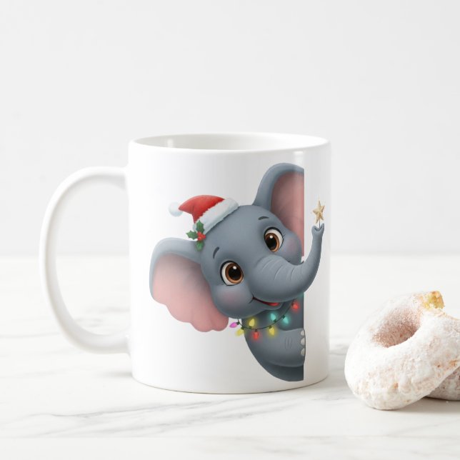 Taza de café de elefante navideño lindo  (Con donut)