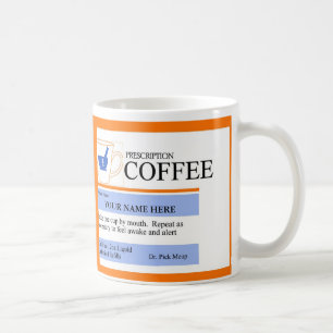 Taza de café de encargo de la prescripción