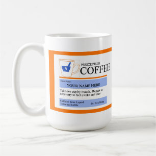 Taza de café de encargo de la prescripción