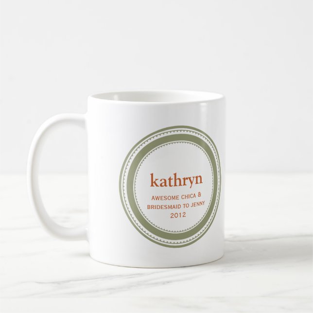 Taza de café de encargo verde del bachelorette de (Izquierda)