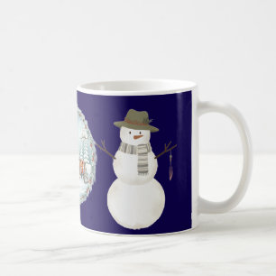 Taza de café de estética boho muñeco de nieve