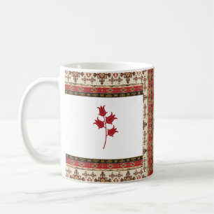 Taza De Café De estilo turco oriental rojo y marrón con tulipan