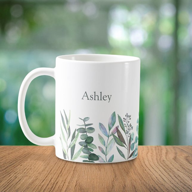 Taza de café de eucalipto con acuarela (Subido por el creador)