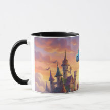 Taza de café de fantasía de dragón azul lindo