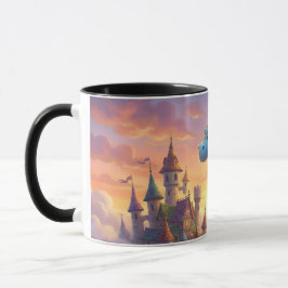 Taza de café de fantasía de dragón azul lindo