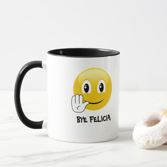 Taza de café de Felicia del adiós de la emoji (Con donut)