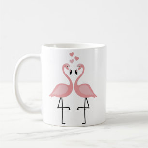 Taza de café de flamencos enamorados