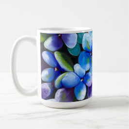 Taza de café de flor azul con afirmación positiva 