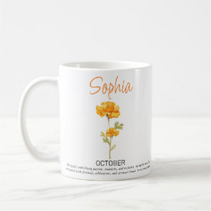 Taza de café de flor de nacimiento personalizada d
