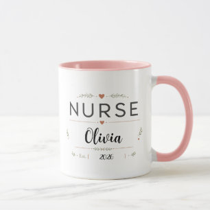 Taza de café de flores de nacimiento de enfermera 