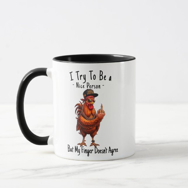 Taza de café de gallo divertido - Boca mala sarcás (Izquierda)