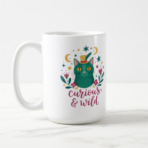 Taza de café de gato curioso y salvaje Arte orig