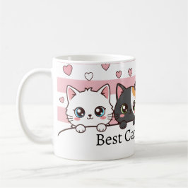Taza de café de gato de dibujos animados adorable