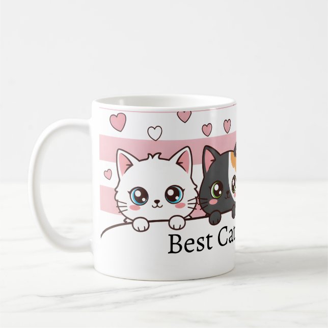 Taza de café de gato de dibujos animados adorable  (Izquierda)