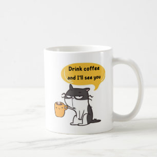 Taza de café de gato divertido – Bebe café y te ve