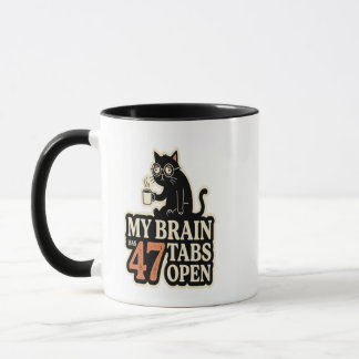 Taza de café de gato divertido cargando cerebro...
