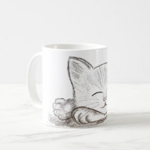 Taza de café de gato dormido