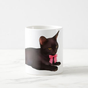 Taza de café de gato negro, cerámica de dos tonos,